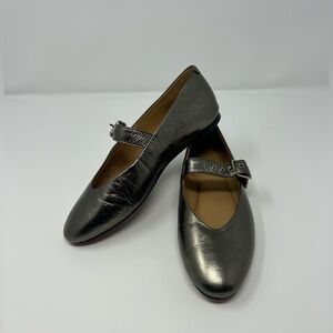 Silver Mary Jane Flats